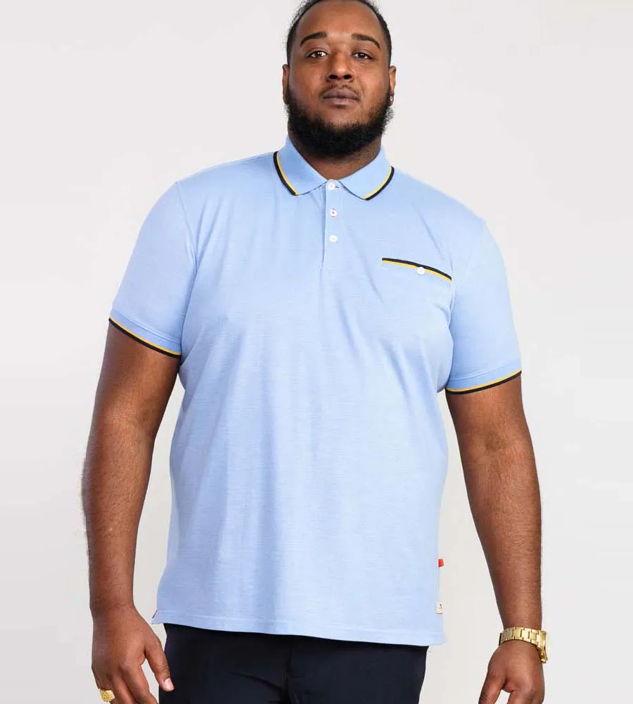 Blue Polo Shirt With Jacquard Collar and Cuffs for Big Men (TALBOT)