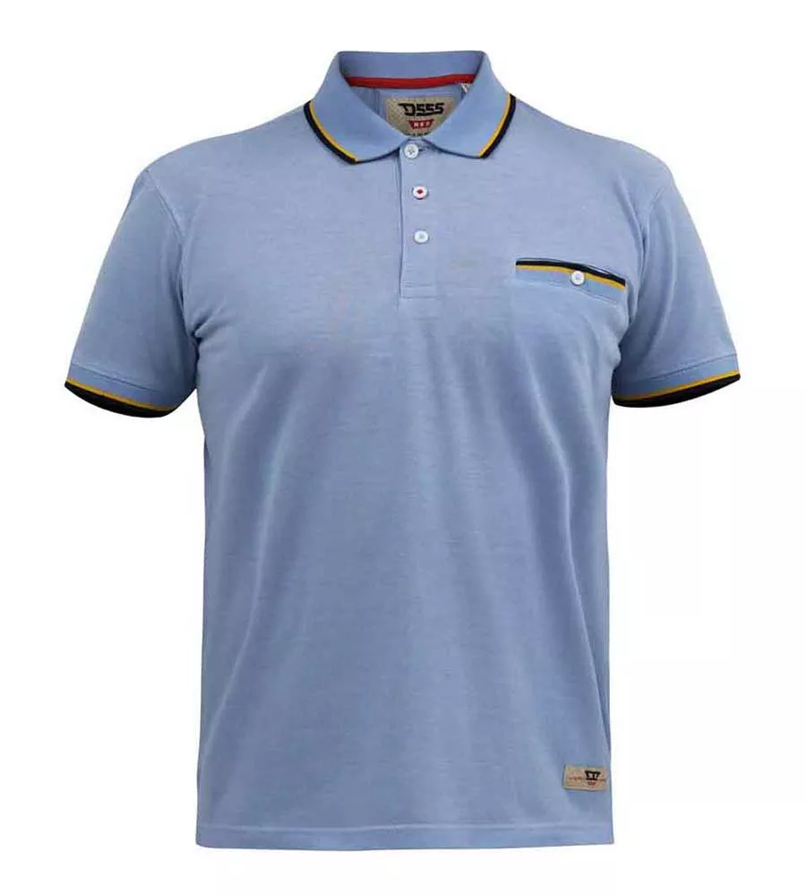 Blue Polo Shirt With Jacquard Collar and Cuffs for Big Men (TALBOT)