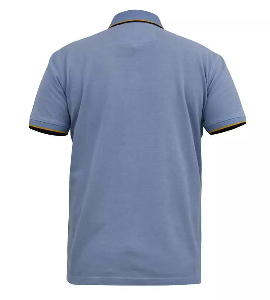 Blue Polo Shirt With Jacquard Collar and Cuffs for Big Men (TALBOT)