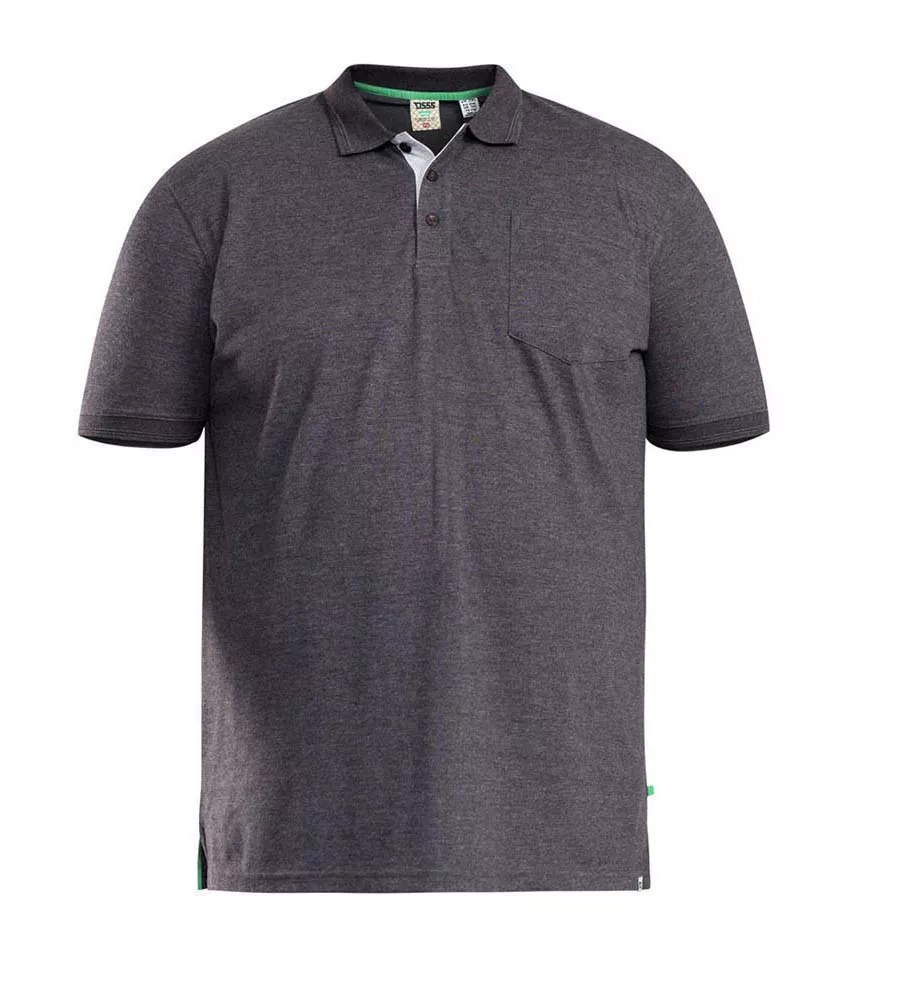 Big Mens Charcoal Combed Pique Polo Shirt With Pocket (GRANT CHARCOAL)