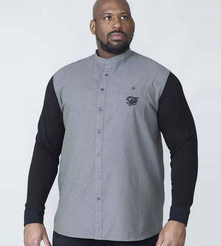 D555 Big Men's Couture Grandad Shirt With Jersey Sleeves (ATKINS)