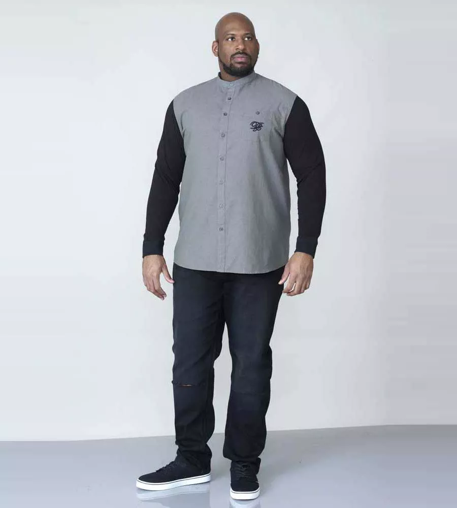 D555 Big Men's Couture Grandad Shirt With Jersey Sleeves (ATKINS)