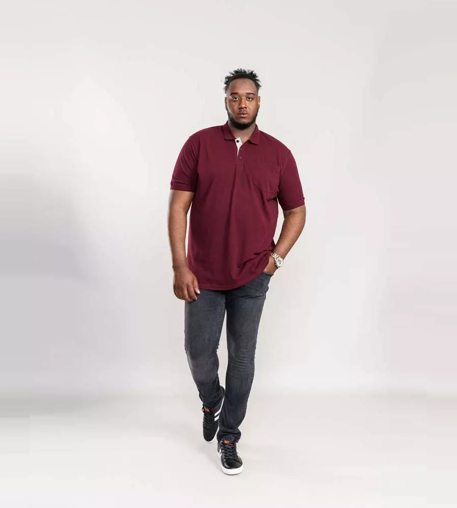 Big Mens Maroon Combed Pique Polo Shirt With Pocket (GRANT MAROON)