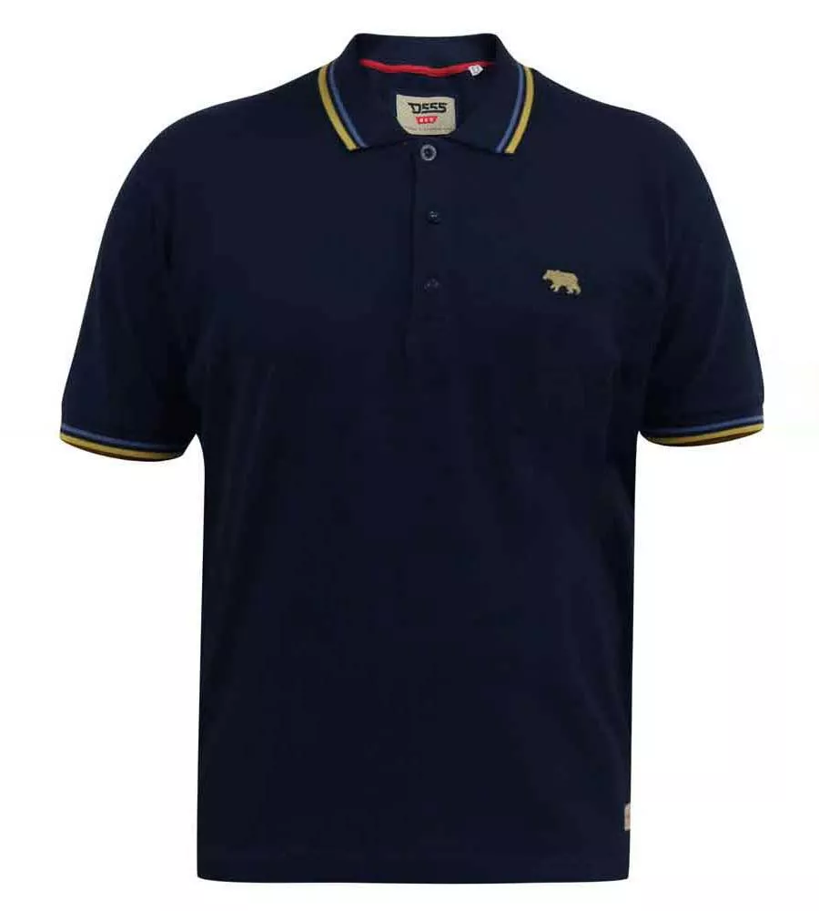 Navy Polo Shirt With Colour Rib Tipping On Collar and Cuffs for Big Men (HAMFORD 1)