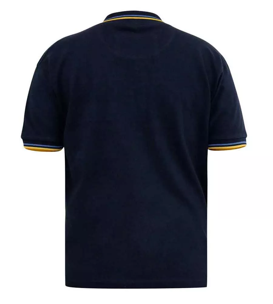 Navy Polo Shirt With Colour Rib Tipping On Collar and Cuffs for Big Men (HAMFORD 1)