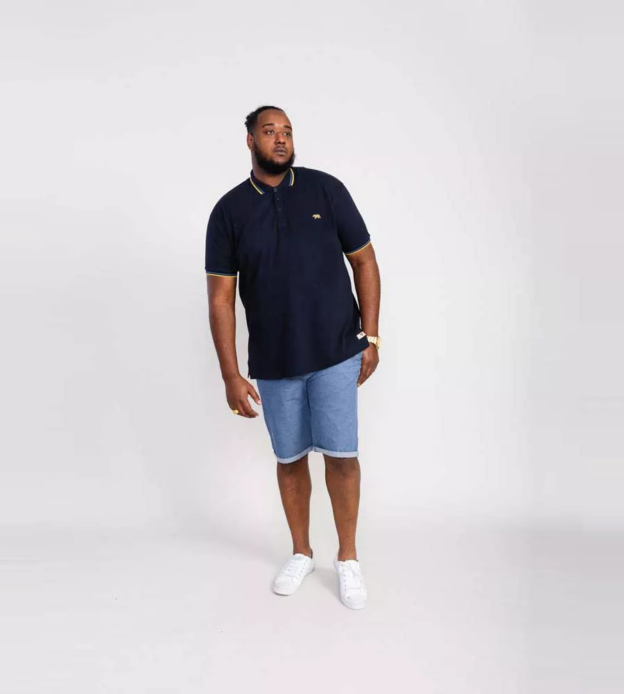 Navy Polo Shirt With Colour Rib Tipping On Collar and Cuffs for Big Men (HAMFORD 1)