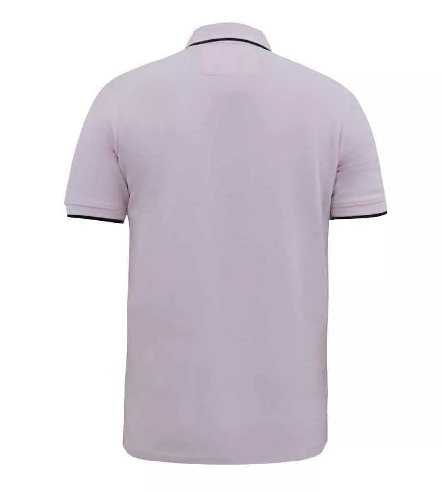 D555 Big Men's Pink Polo Shirt with Colour Rib Tipping (HAMFORD 2)