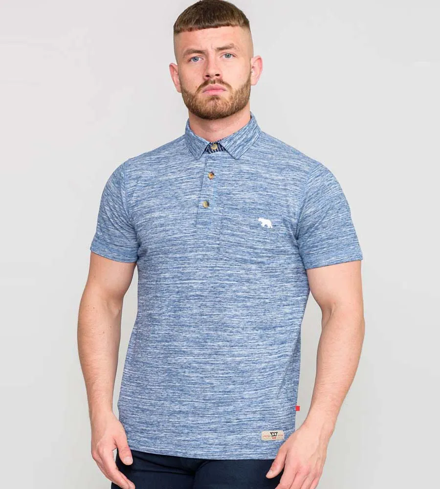 Mens Blue Stripe Polo Shirt with Chest Embroidery (Watford)