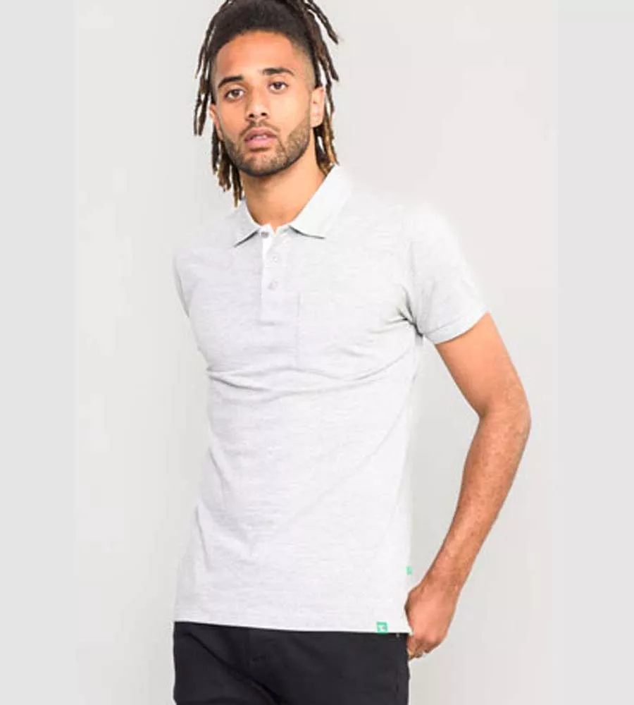 Mens Combed Grey Pique Polo Shirt With Pocket (GRANT GREY)