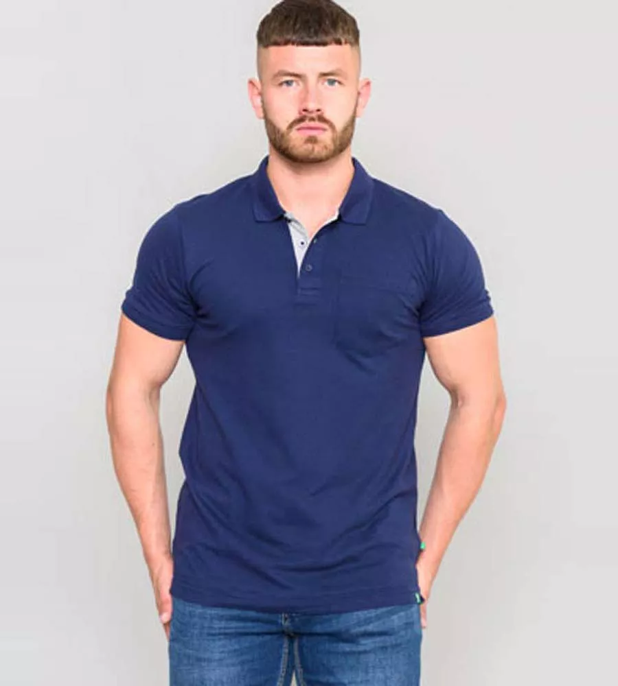 Grant Navy D555 Mens Fully Combed Navy Pique Polo Shirt With Pocket