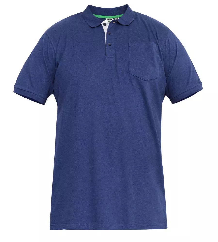 Grant Navy D555 Mens Fully Combed Navy Pique Polo Shirt With Pocket