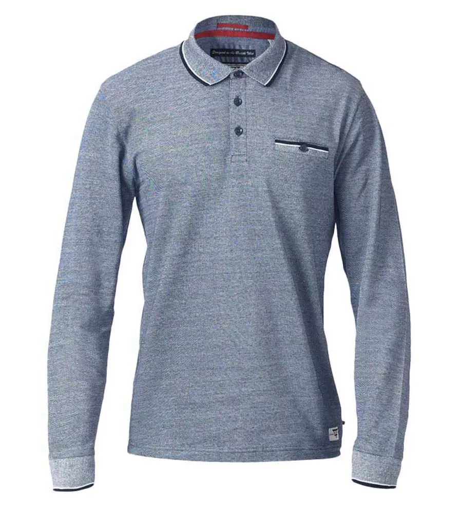 Men's Long Sleeve Polo Shirt with Jacquard Collar and Cuff in Blue (HOWARD BLUE)