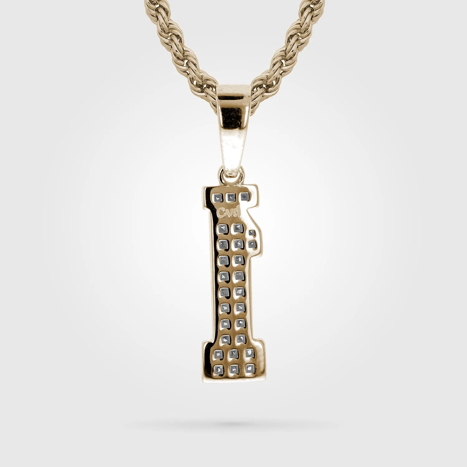 Diamond Jersey Number Necklace Single Digit Gold