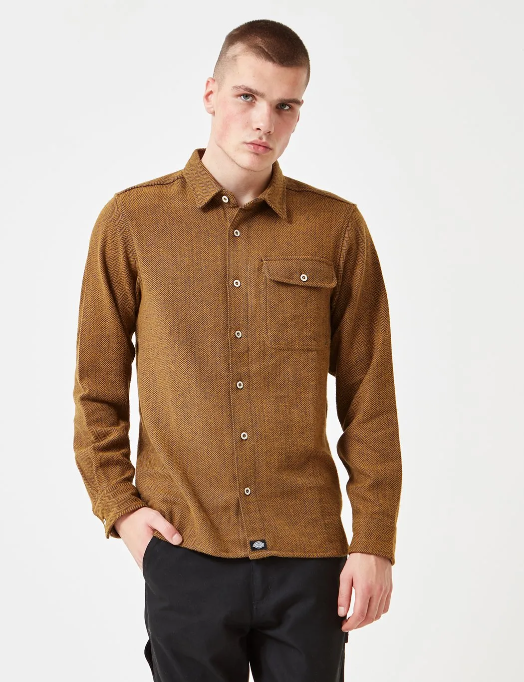 Dickies Lewisburg Herringbone Shirt Brown Duck