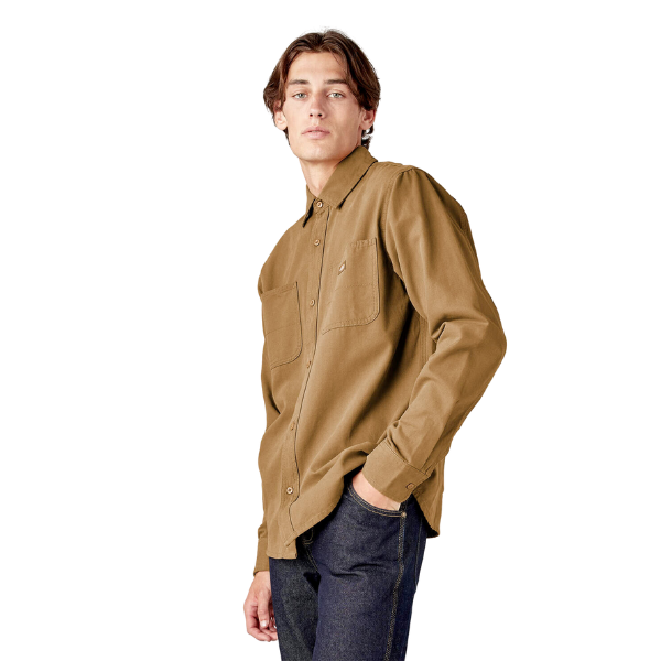 Dickies Stonewashed Brown Duck Utility Shirt - Long Sleeve, Canvas Material