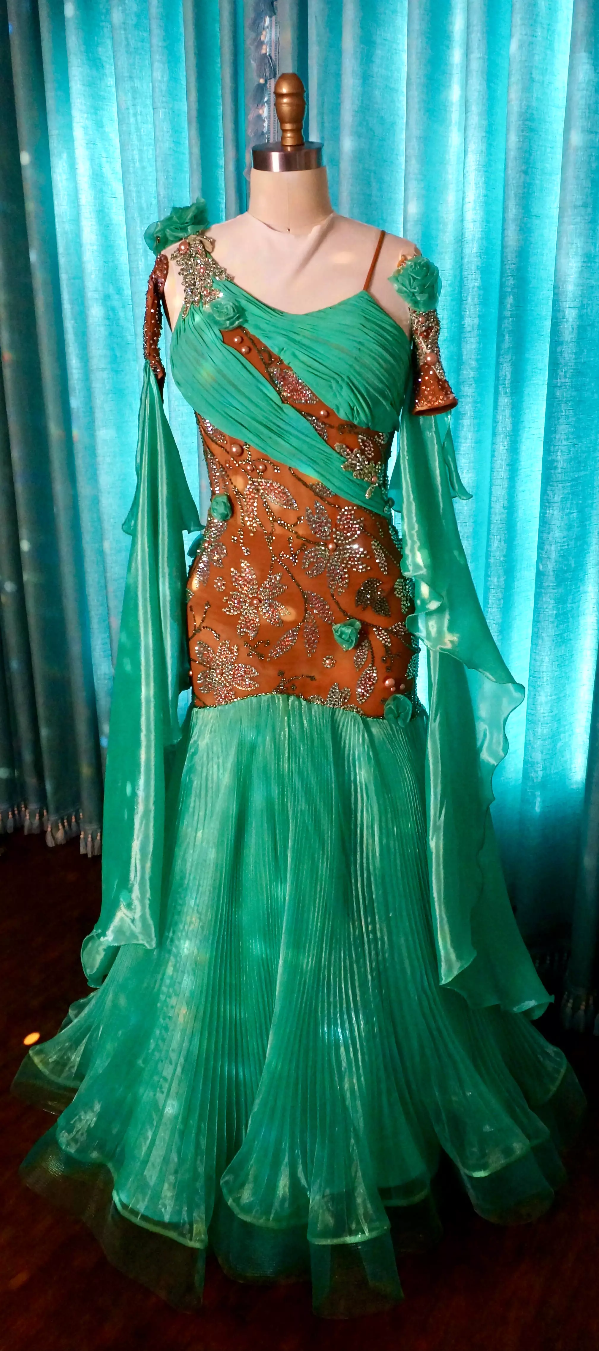 Dore Designs Green Ballroom Dress can be rewritten as Stunning Green Ballroom Dress by Dore Designs