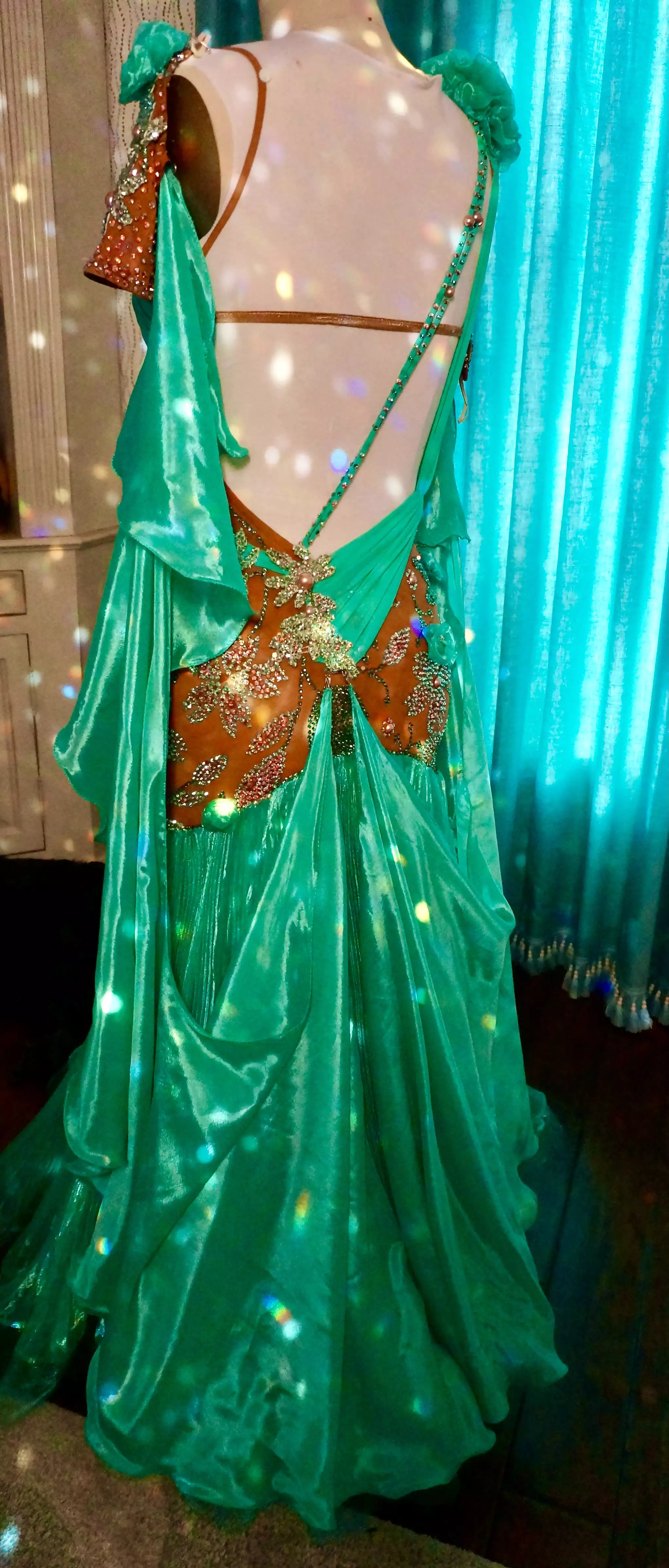 Dore Designs Green Ballroom Dress can be rewritten as Stunning Green Ballroom Dress by Dore Designs