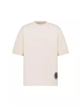 Ecru cotton silk jersey t-shirt.