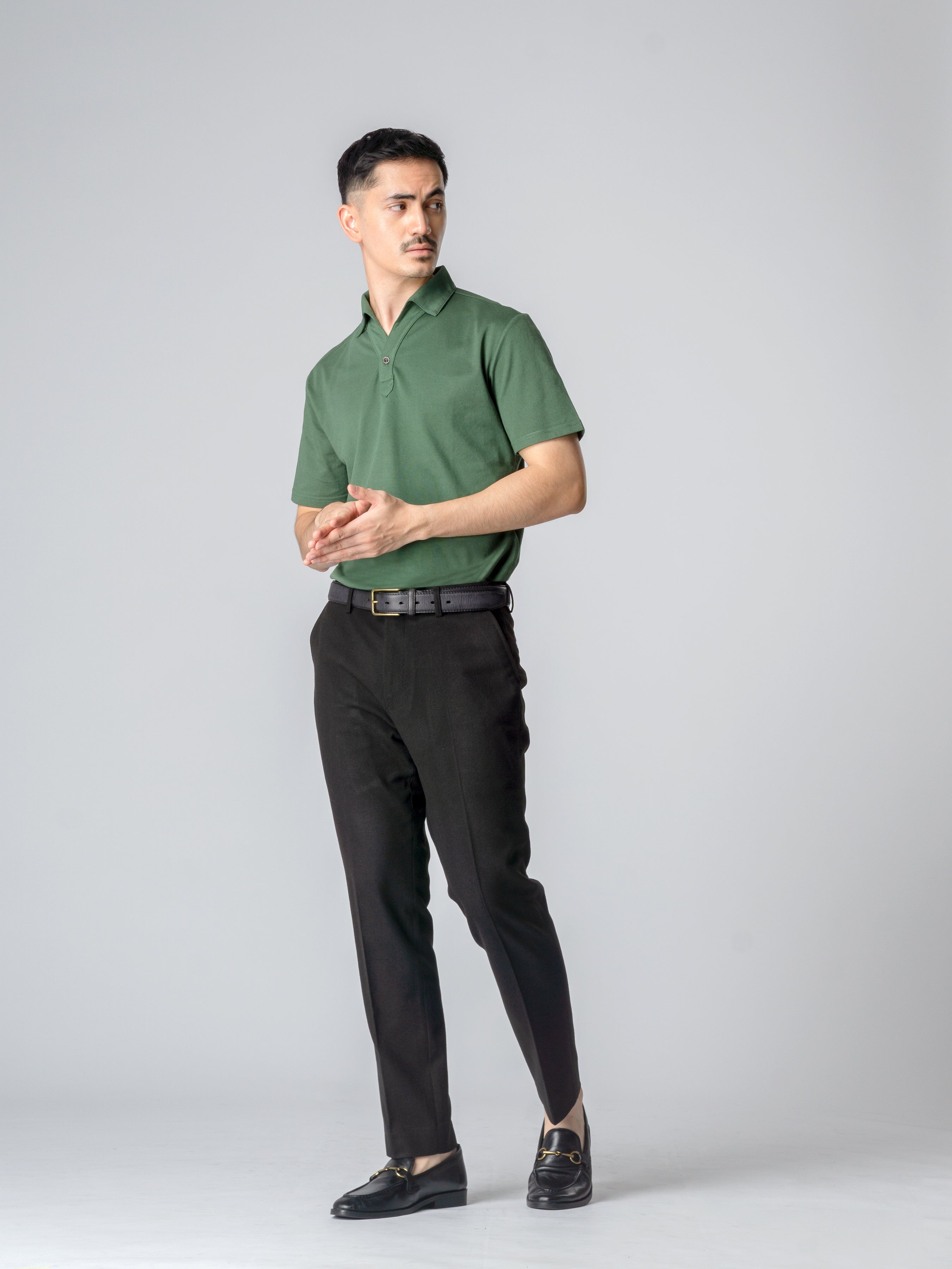 Ezio Polo Shirt - Forest Green Single Collar