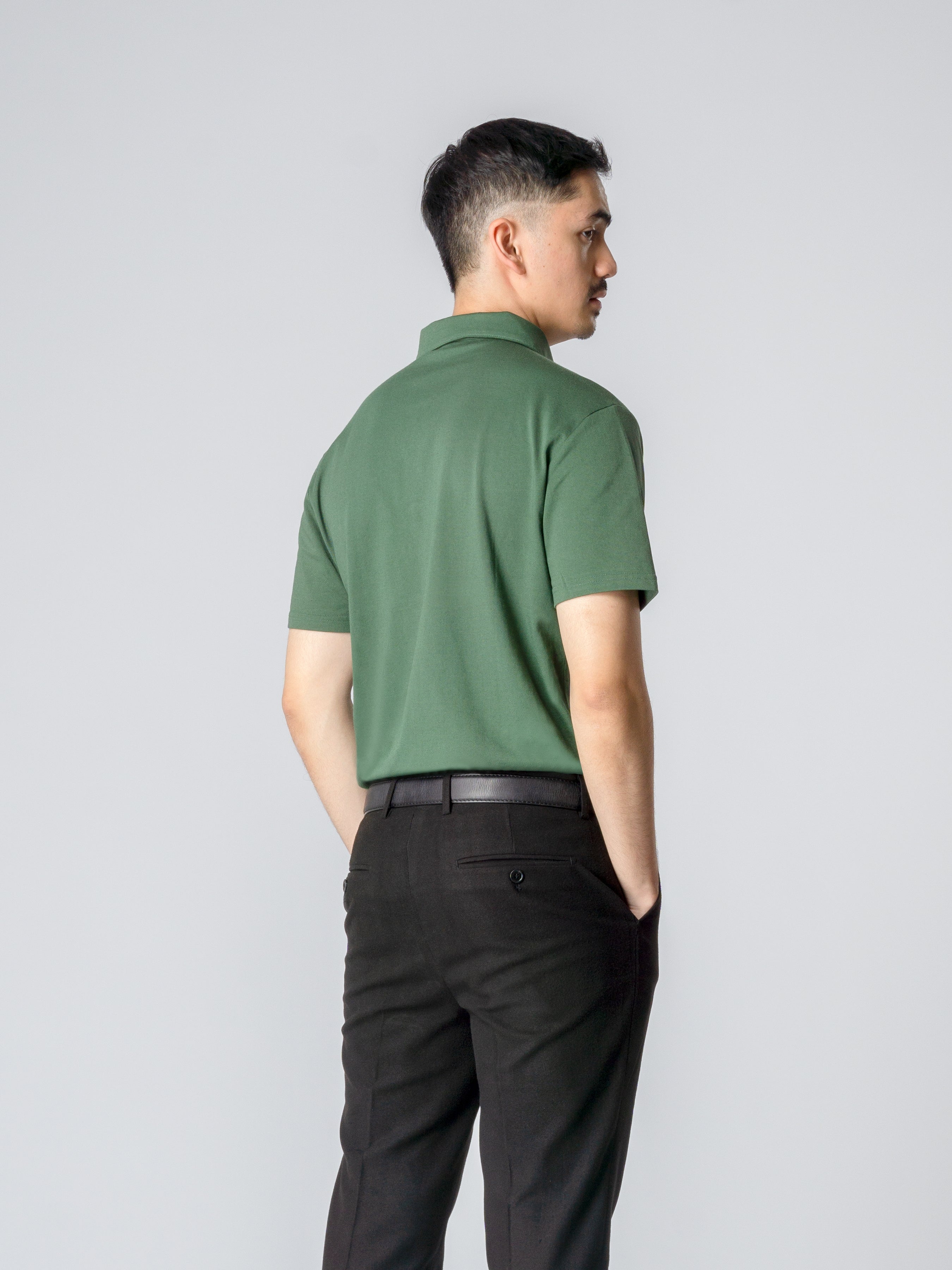 Ezio Polo Shirt - Forest Green Single Collar