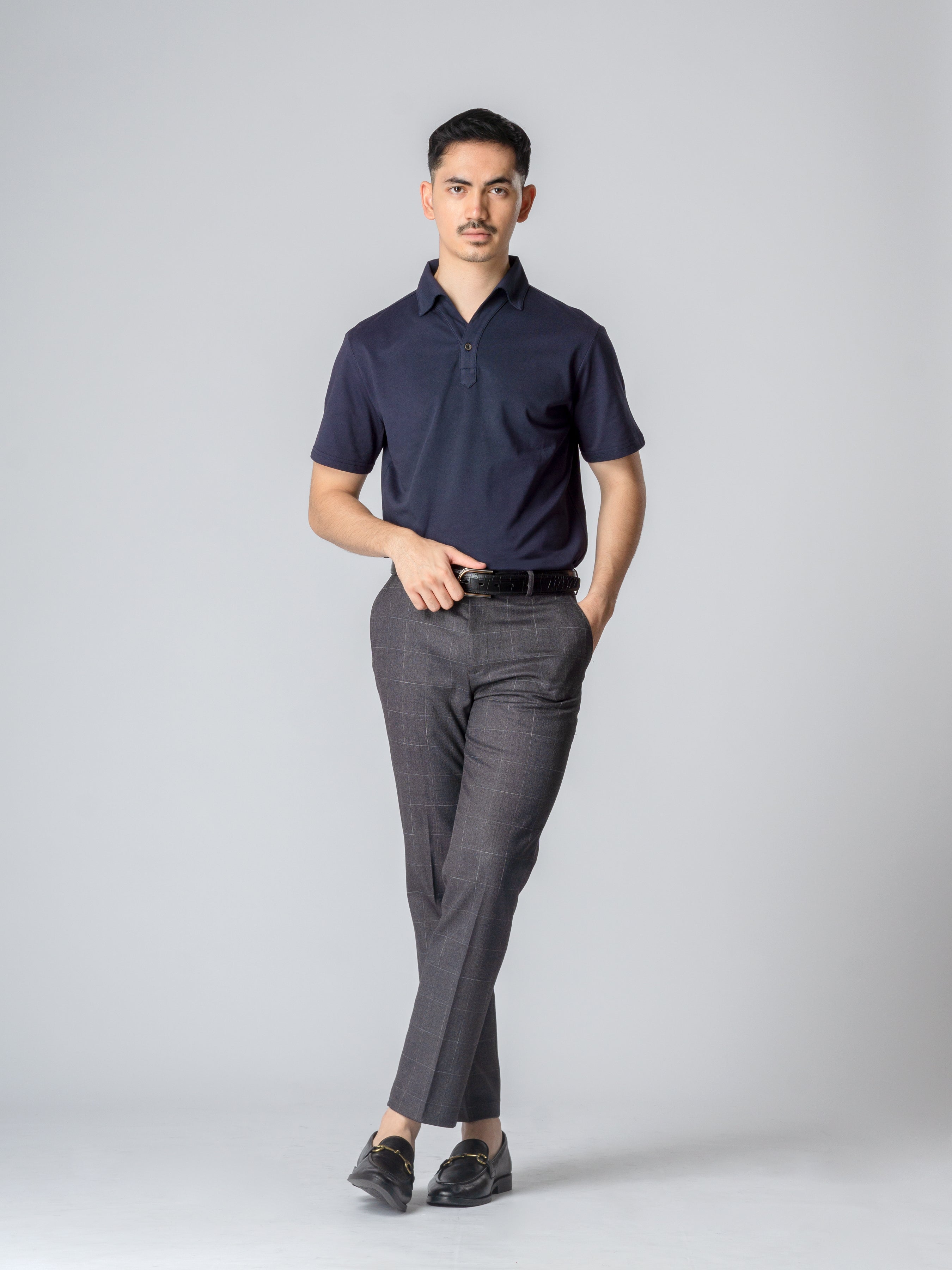 Ezio Polo Shirt - Navy Blue - One-Collar Piece