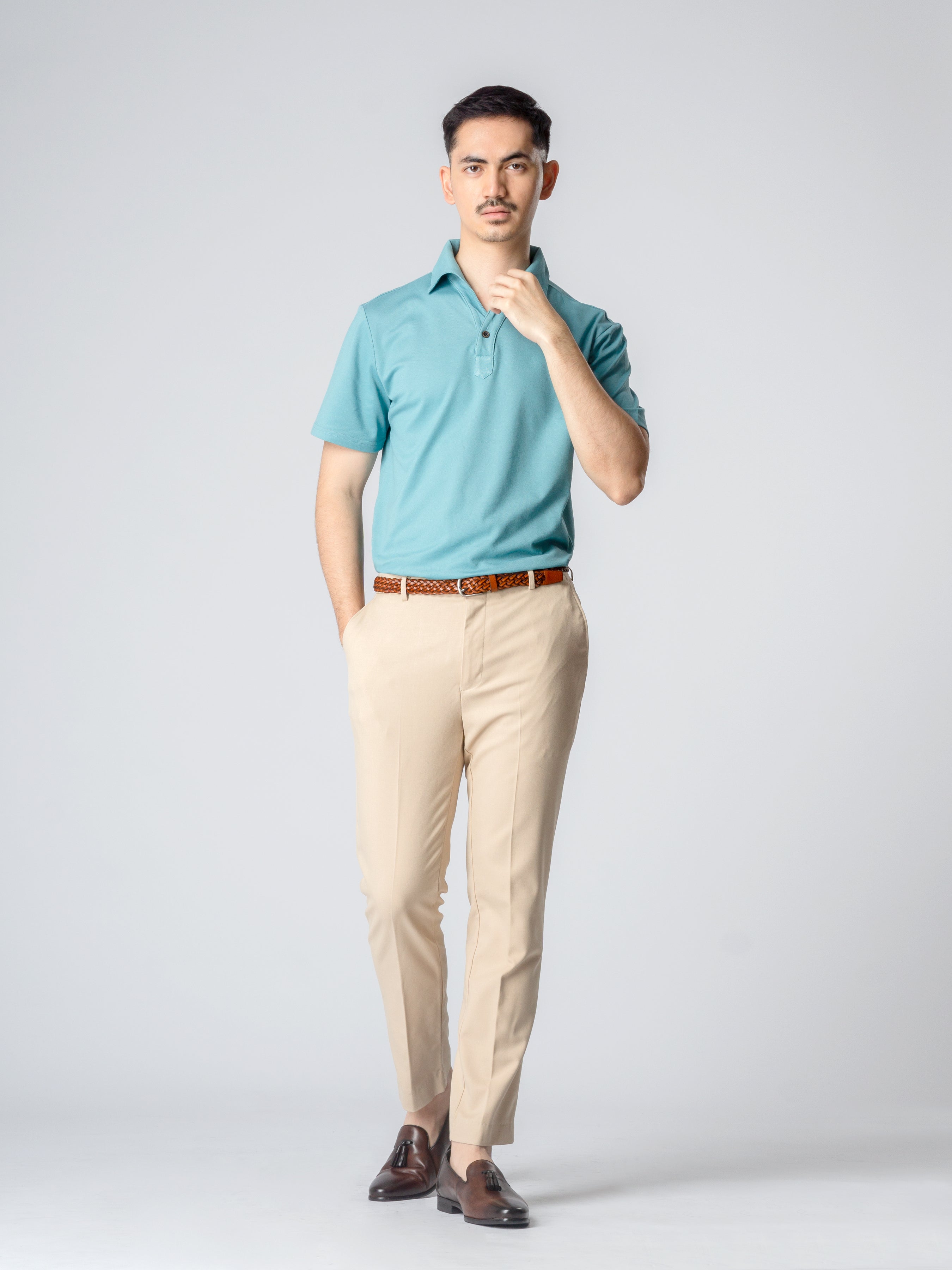 Ezio Polo Shirt - Turquoise Collar