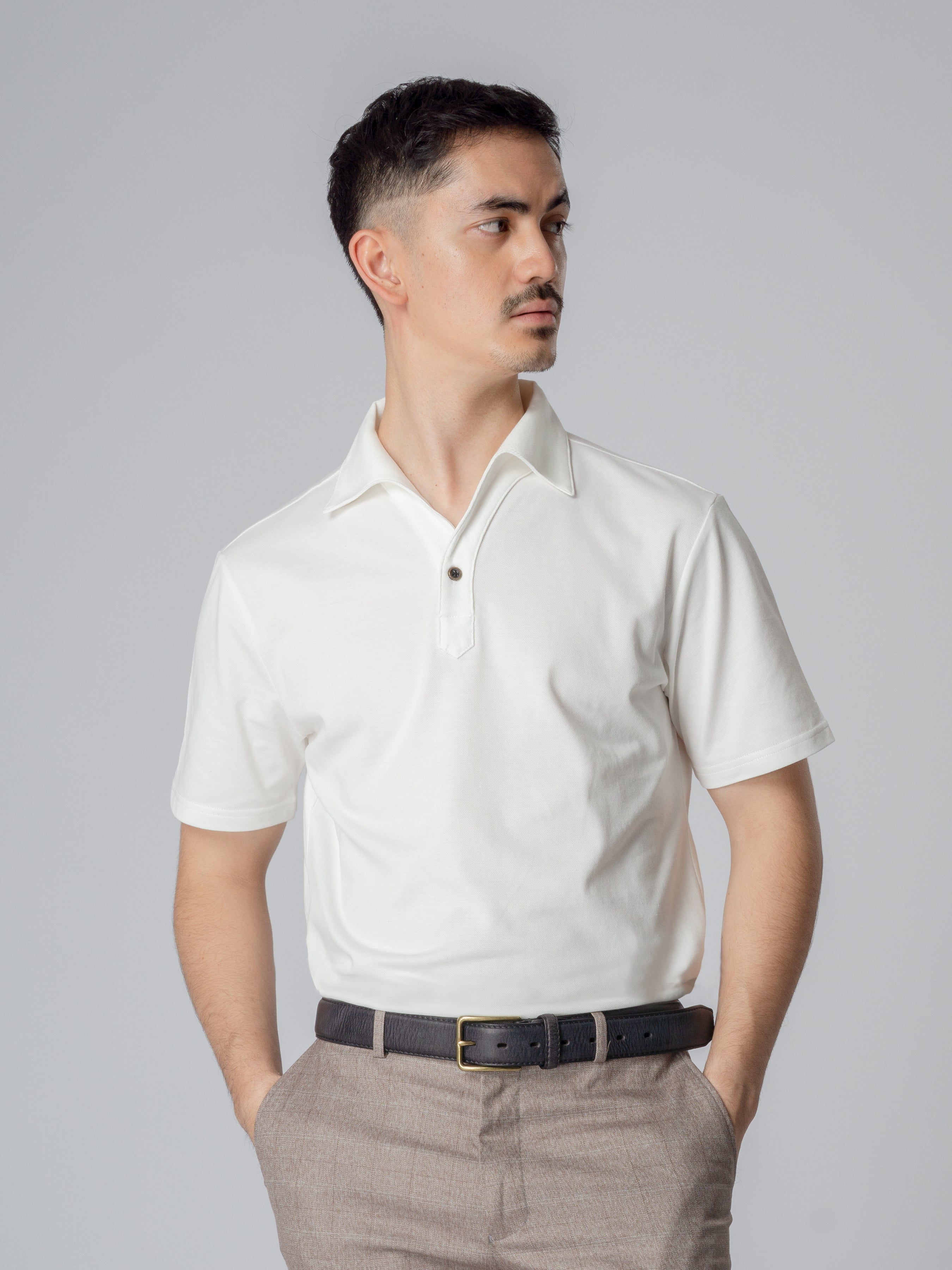 Ezio Polo Shirt - White One-Piece Collar - Buy Now