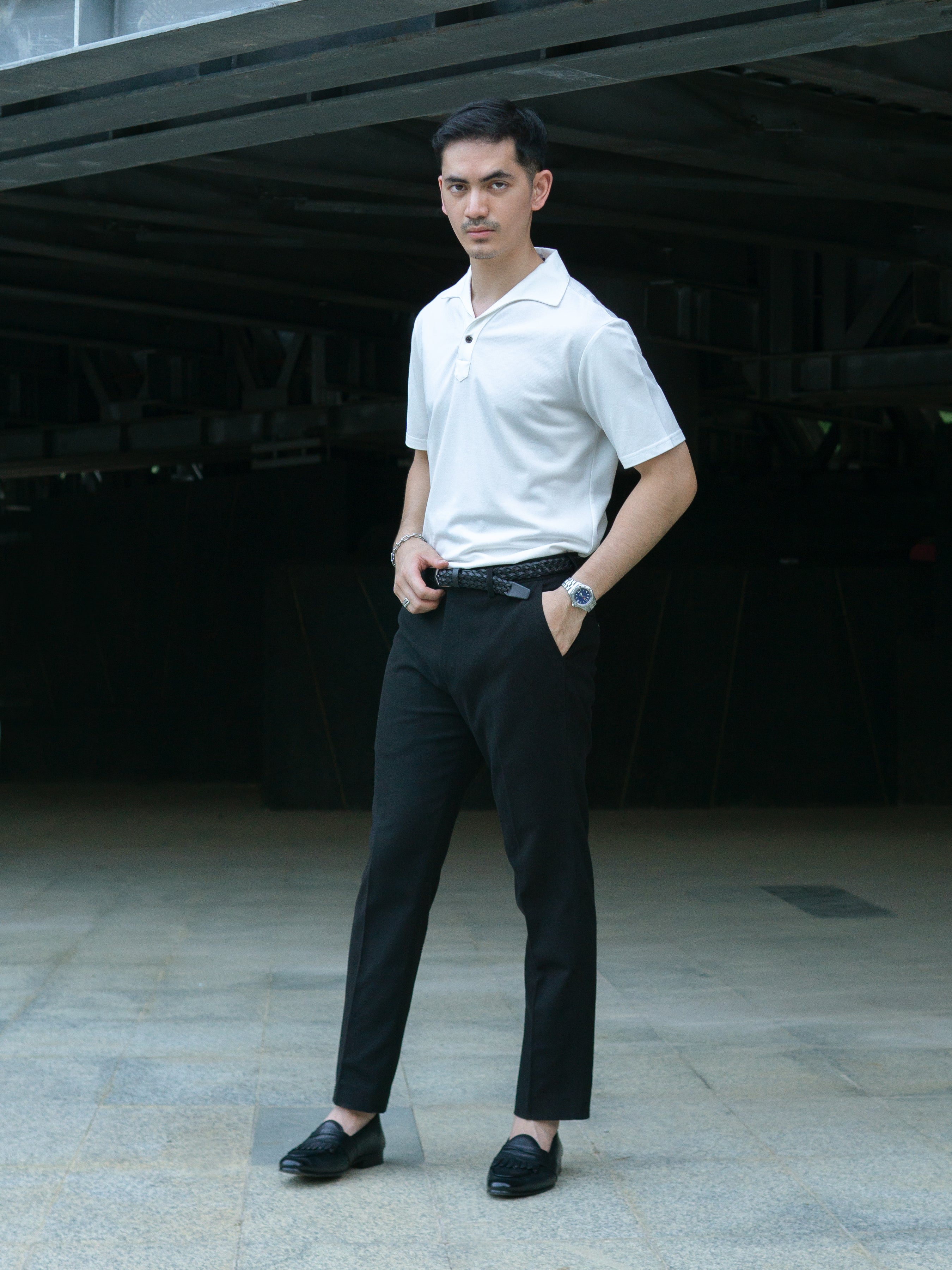 Ezio Polo Shirt - White One-Piece Collar - Buy Now