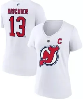 NHL Fanatics Nico Hischier New Jersey Devils Special Edition 2.0 Name & Number V-Neck T-Shirt by Fanatics