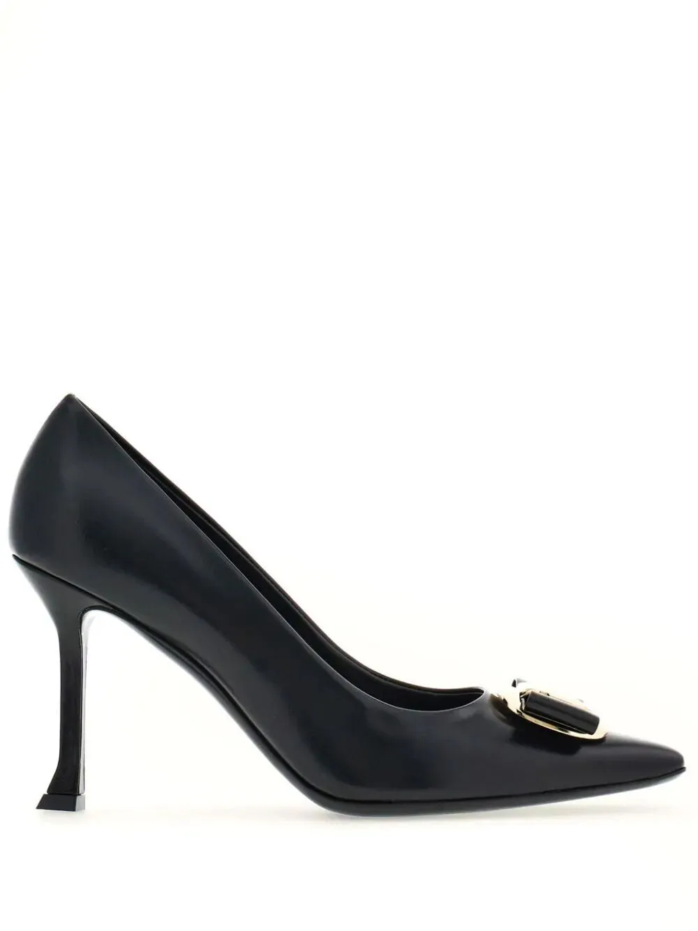 Women's Black Vara Plate Pumps by FERRAGAMO