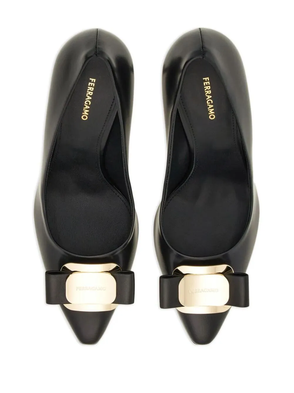 Women's Black Vara Plate Pumps by FERRAGAMO