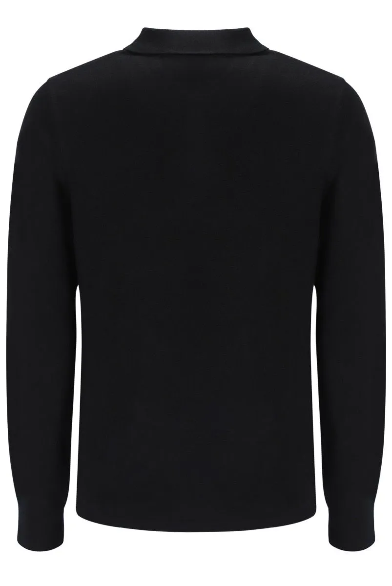 Fila Black Knit Long Sleeve Polo Shirt Jumper