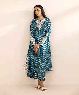 Flared Lawn Shirt with Embroidery