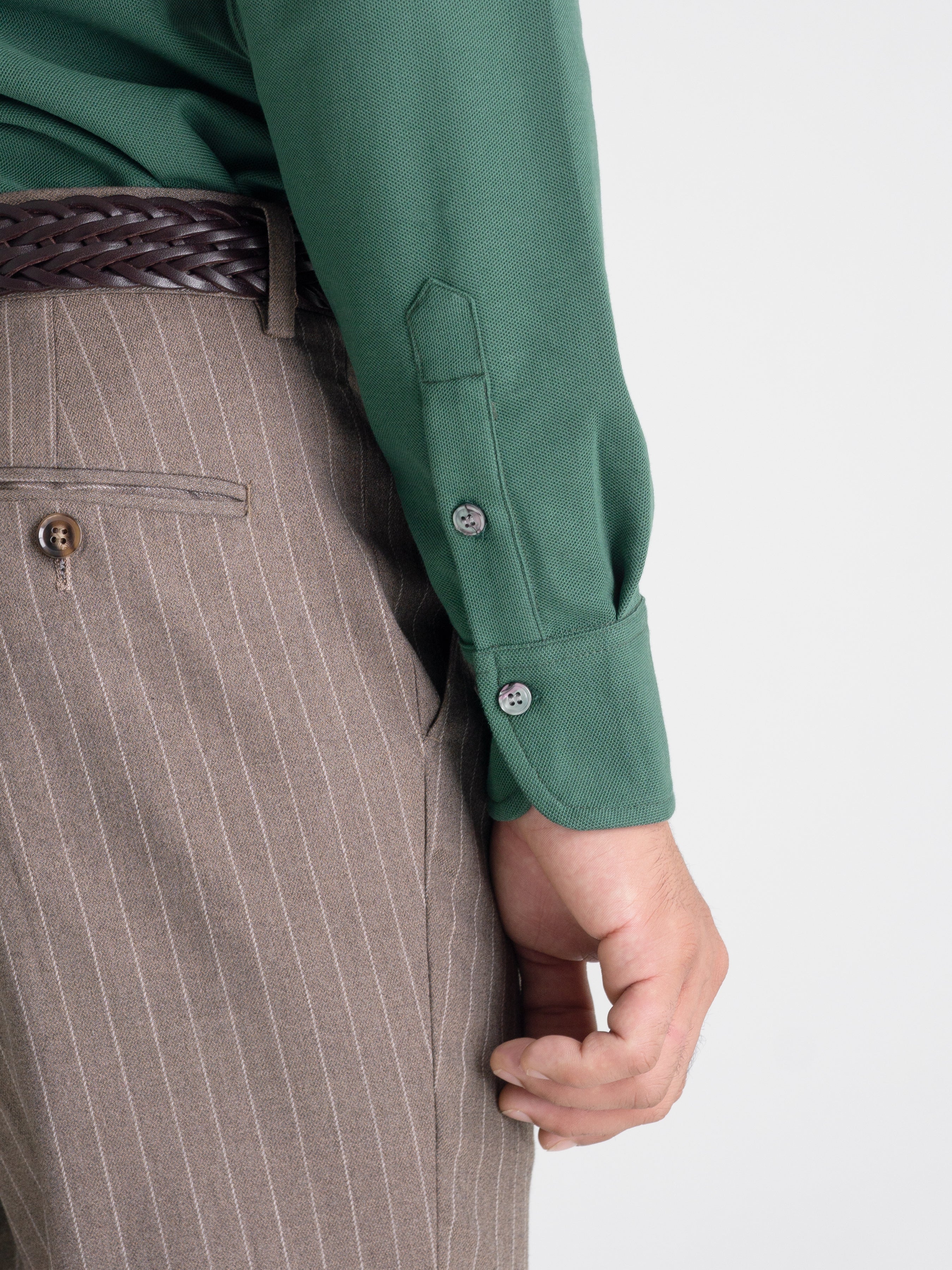 Forest Green Long Sleeve Polo Shirt - Button Down