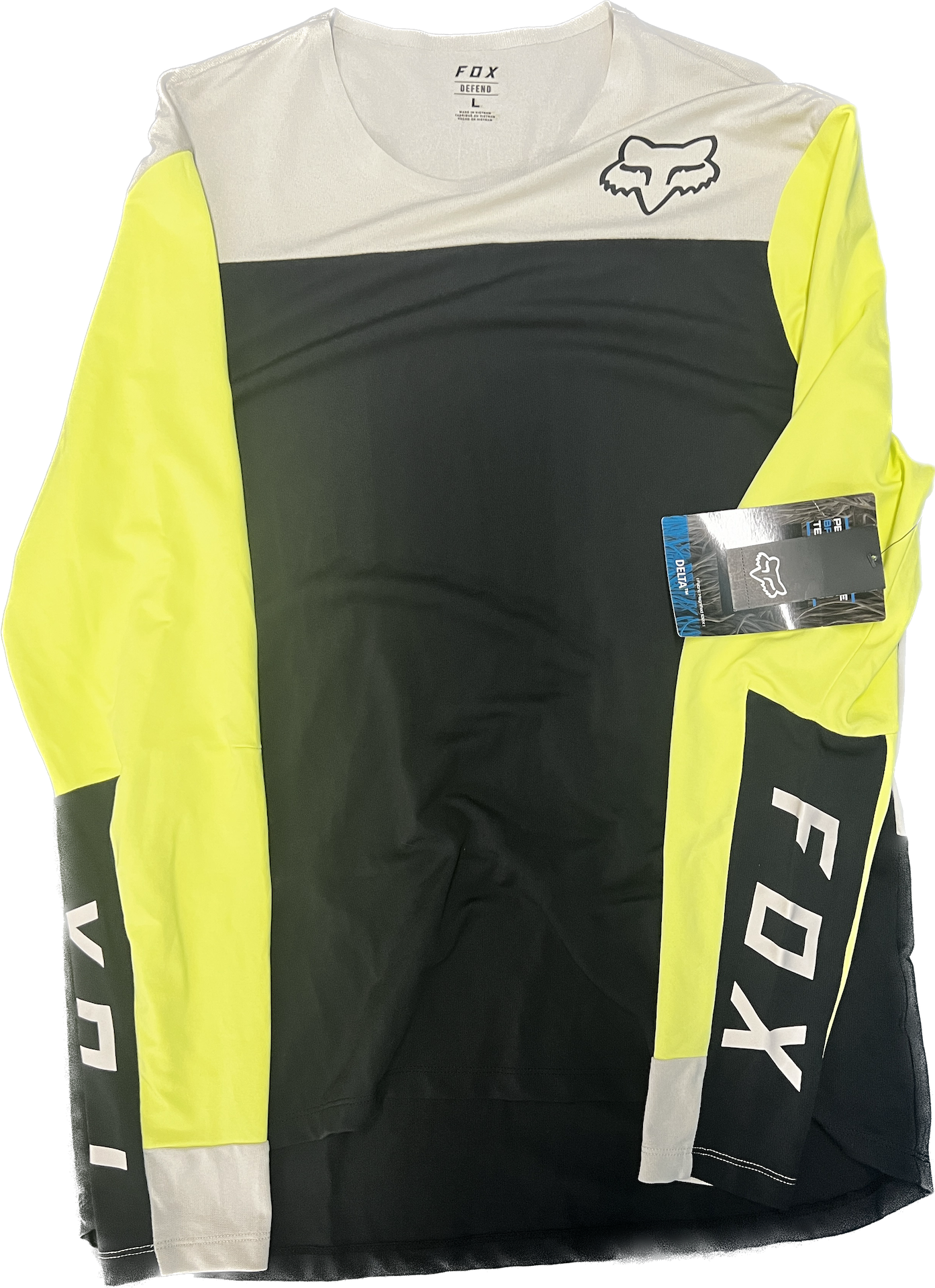 Fox Delta Long Sleeve Mountain Bike Jersey, Size Large, Black