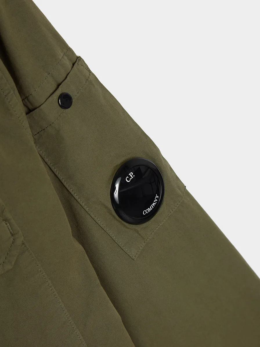 Bronze Green Gabardine Zipped Shirt