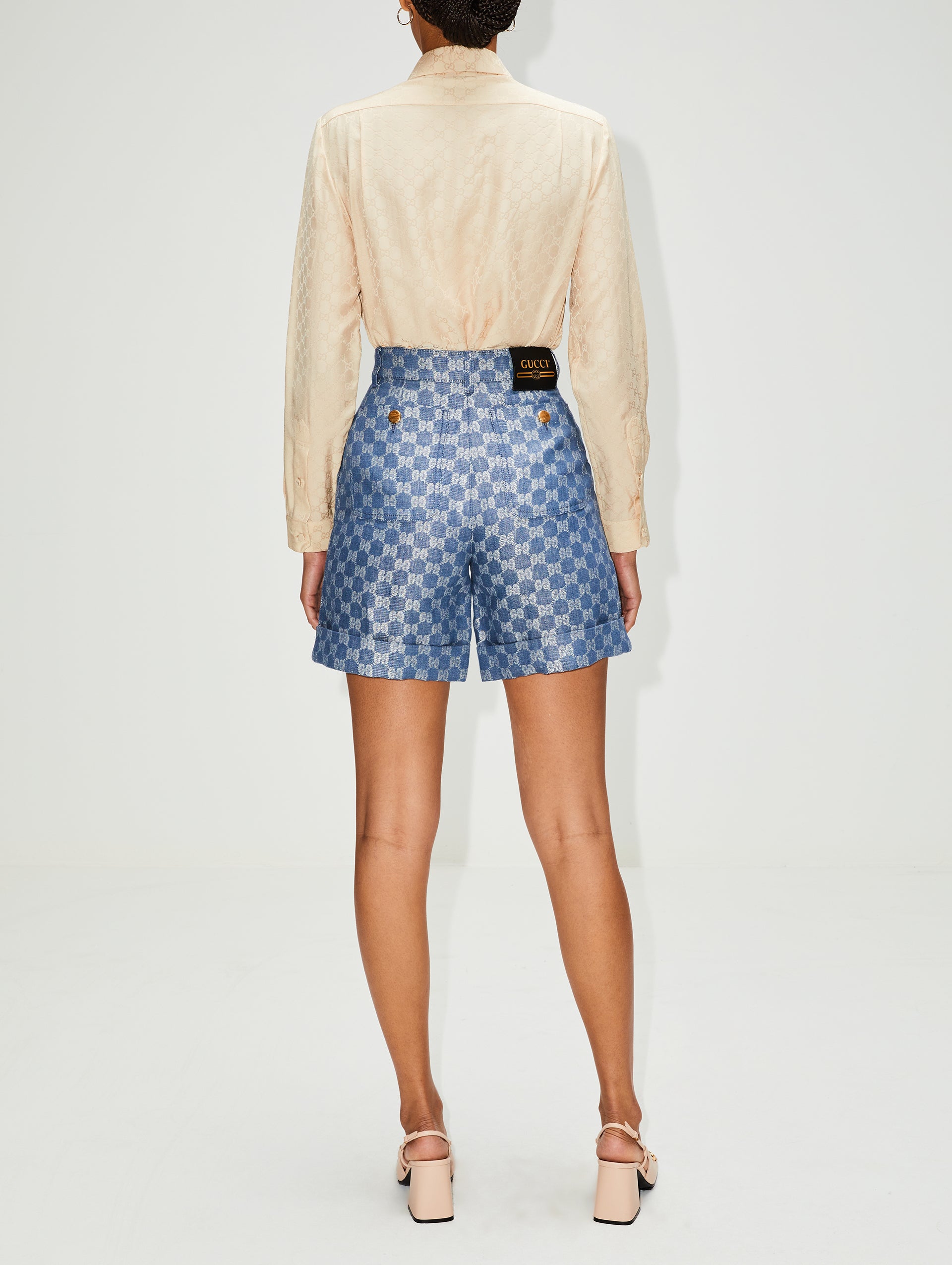 GG Silk Button Up Top - Luxury Fashion Online | Shop Now