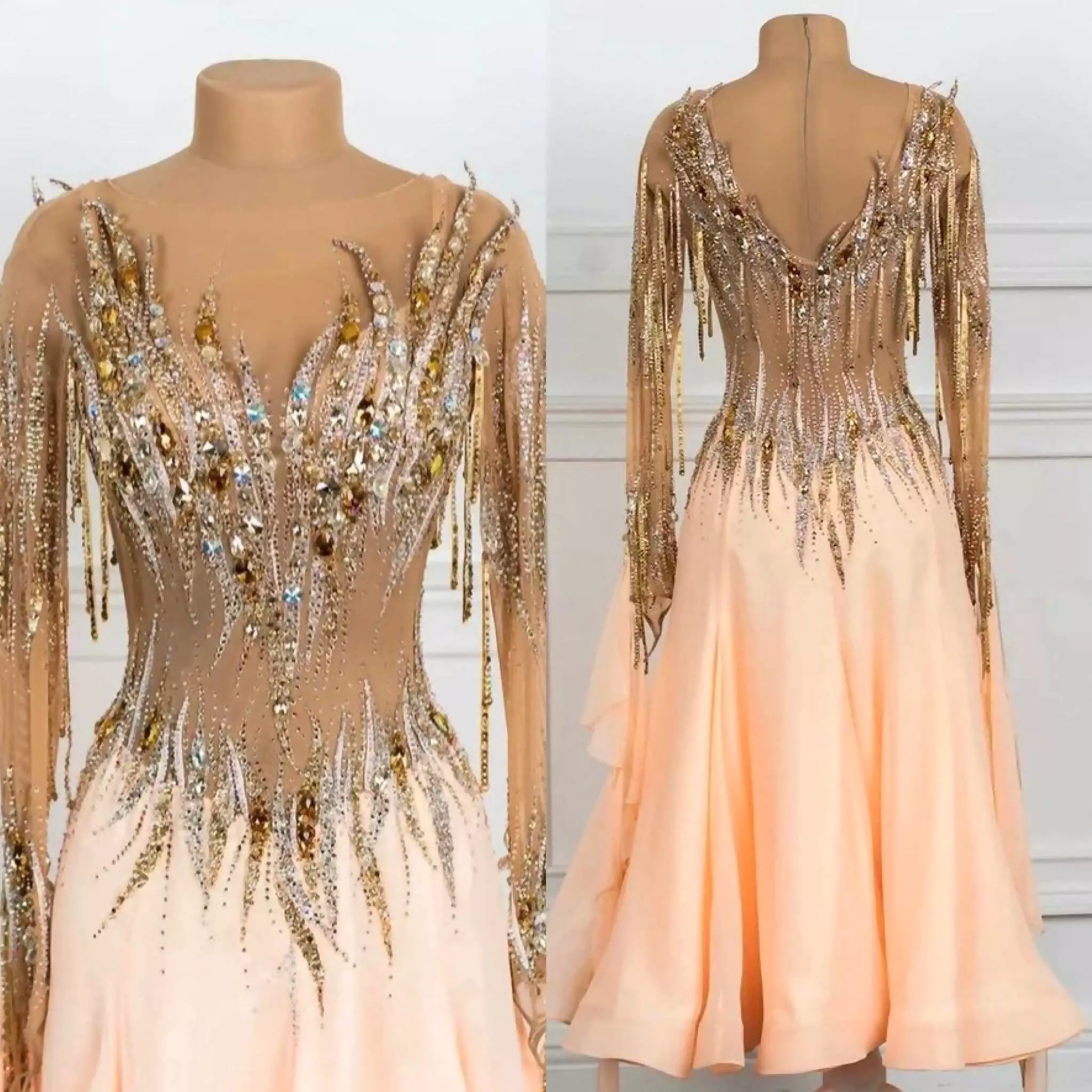 Gold Peach Ballroom Dress