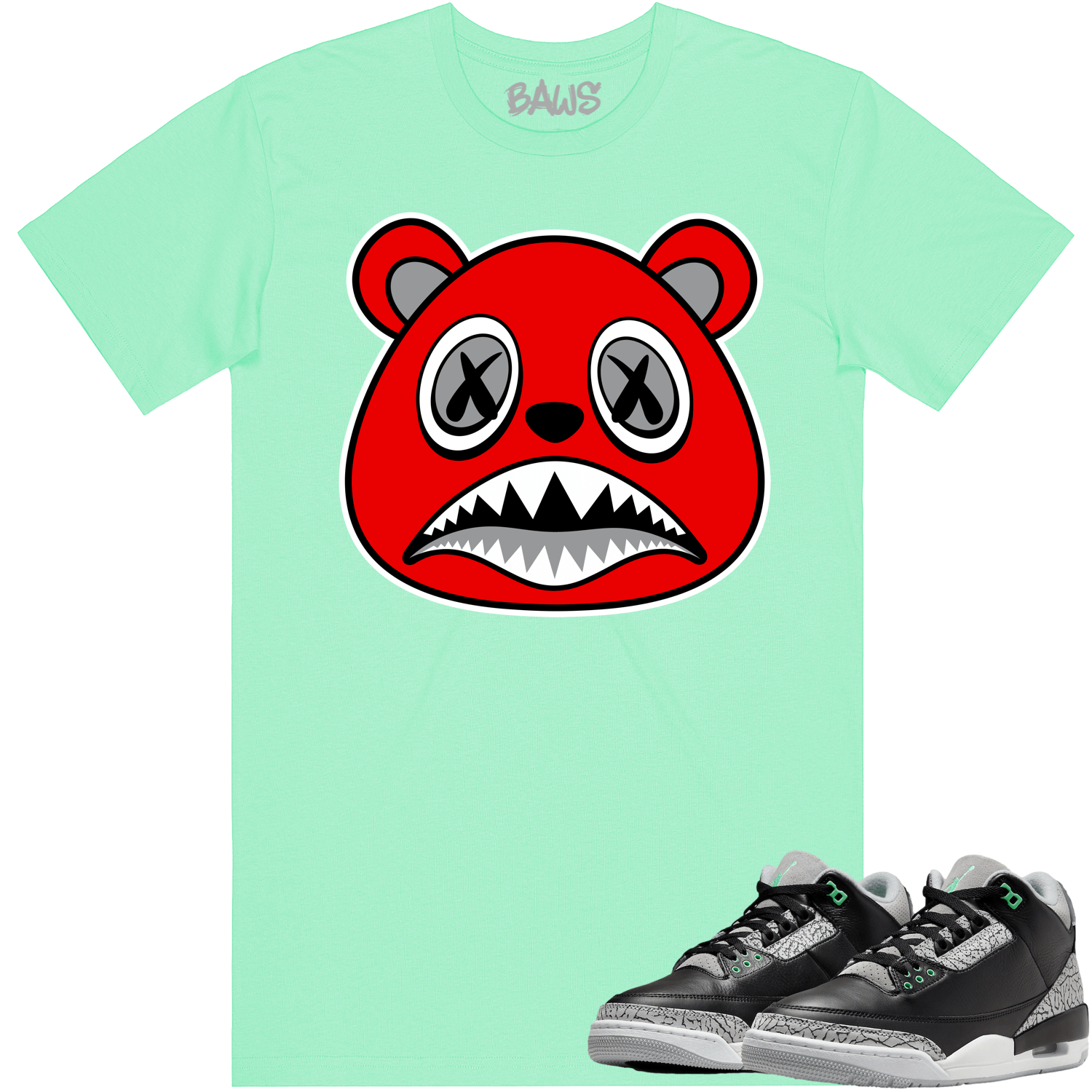 Green Glow 3s Shirt - ANGRY BAWS BEAR