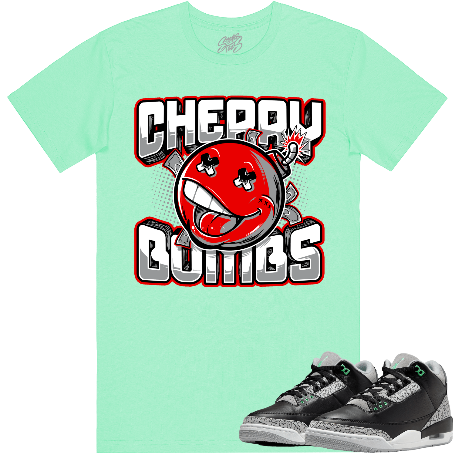 Green Glow 3s Shirt for Jordan 3 - Red Cherry Bombs