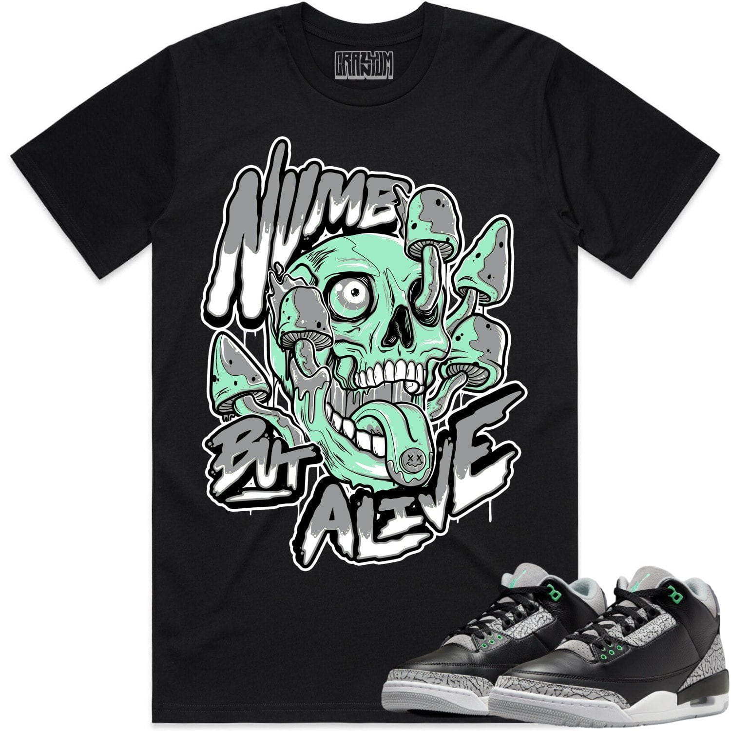 Green Glow Jordan 3 Shirt - Numb but Alive Shirt