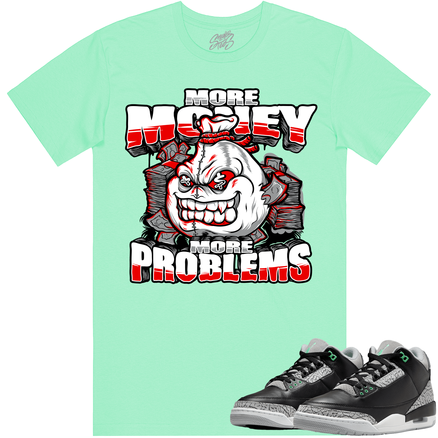 Green Glow Jordan 3 Shirt - Red for Perfect Match