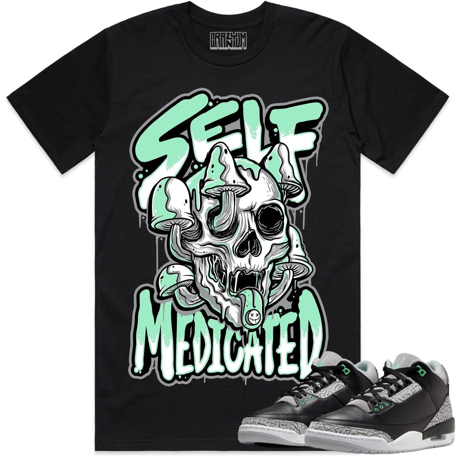 Green Glow Self Medicated Jordan 3s Shirt - Shop Now