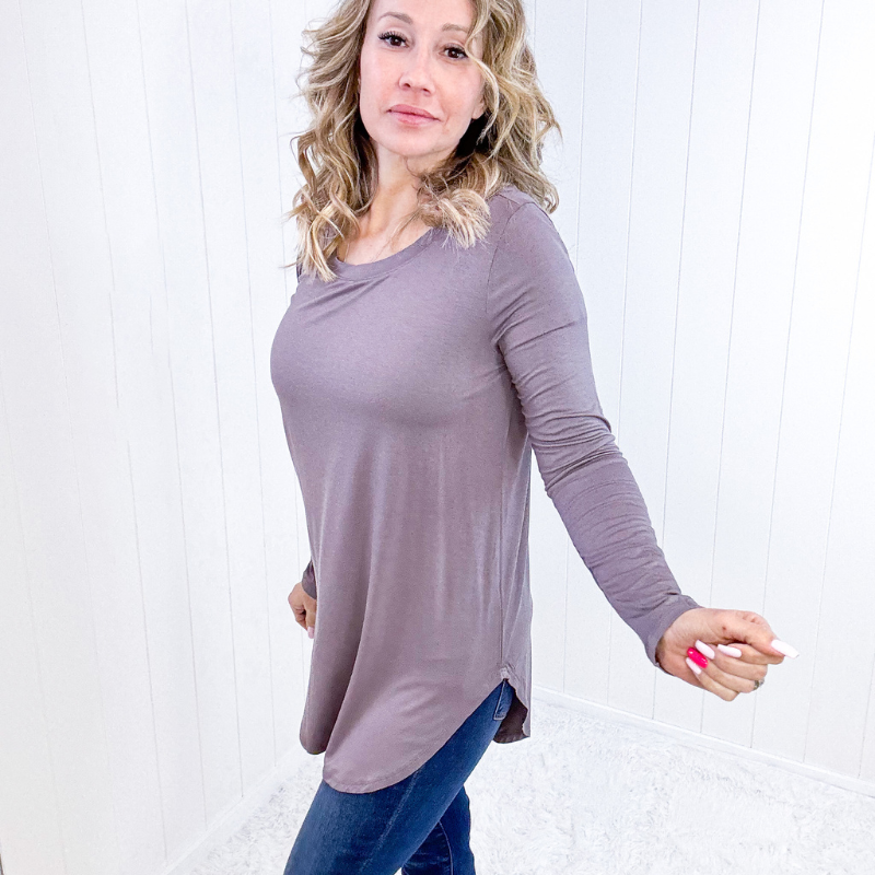 Grey Modal Jersey Knit Sleeved Top