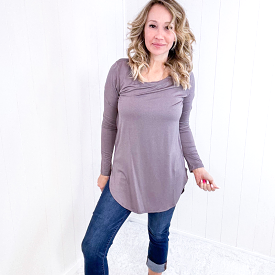 Grey Modal Jersey Knit Sleeved Top