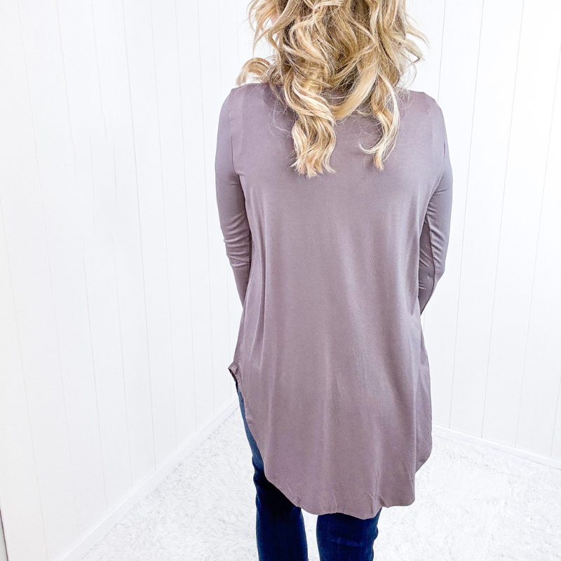 Grey Modal Jersey Knit Sleeved Top