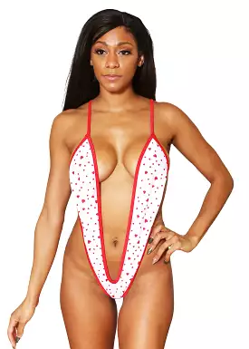 Heart Print Sling Shot Bikini - Exotic Dancer Attire