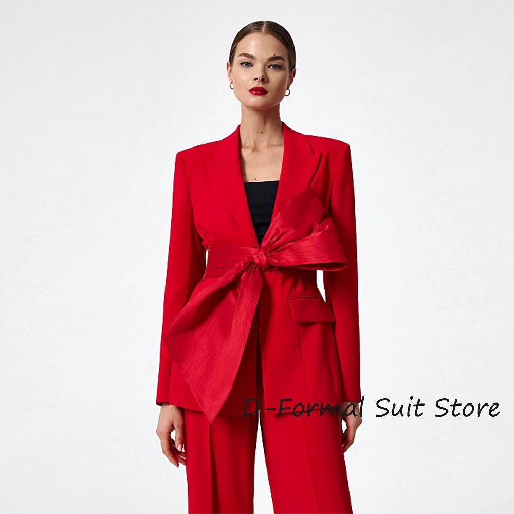 High Street Women's Red 2-Piece Suit with Pointed Lapel - Perfect for Prom and Parties