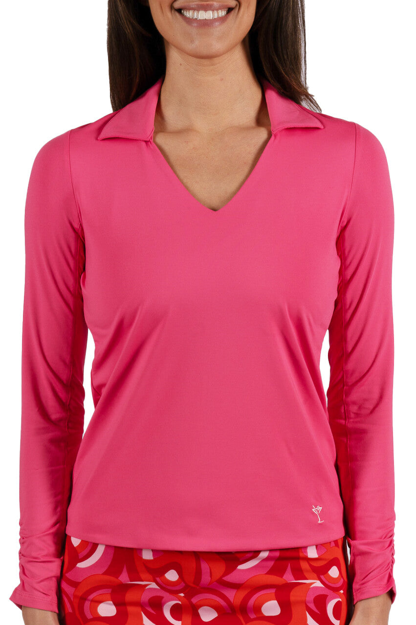 Hot Pink Long Sleeve Lisa Sport Polo - Top Result: Hot Pink Long Sleeve Lisa Sport Polo | Trendy Athletic Wear