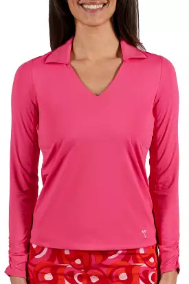 Hot Pink Long Sleeve Lisa Sport Polo - Top Result: Hot Pink Long Sleeve Lisa Sport Polo | Trendy Athletic Wear